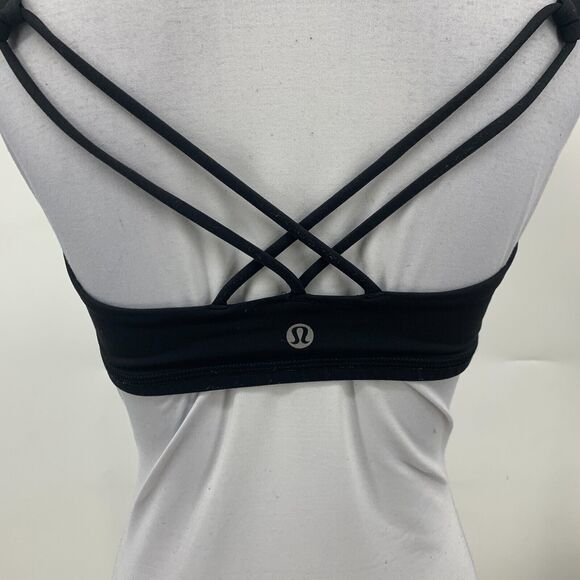 Lululemon Strappy Sports Bra Womens 8 Black Criss Cross Back Unpadded *READ - Picture 6 of 12